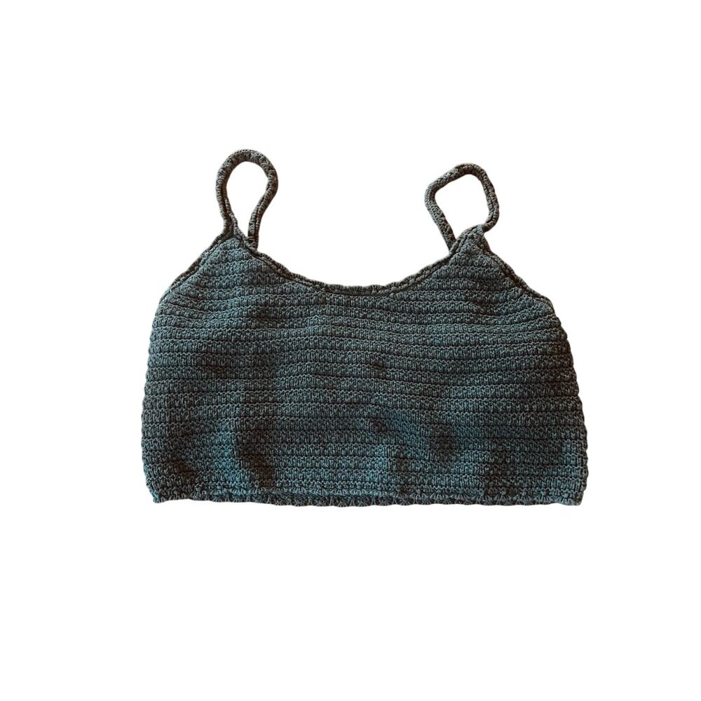 ❤️ 3/$25 Aerie Crochet Knit Crop Top Olive Green Cotton Bralette | Medium